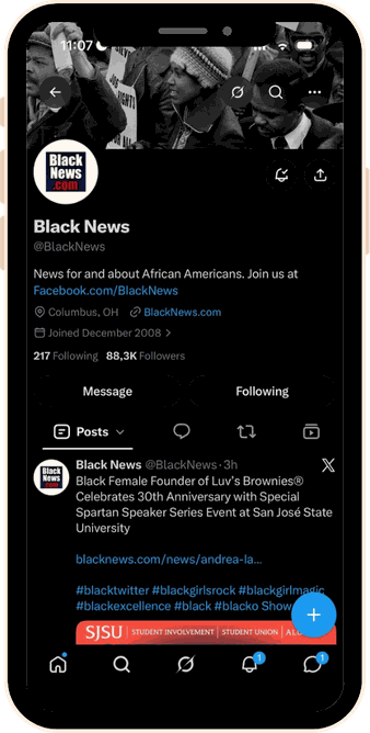 Black News on X: 88.3K followers